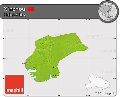 Physical Map of Xinzhou, cropped outside