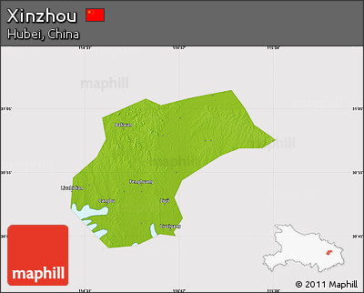 Physical Map of Xinzhou, cropped outside