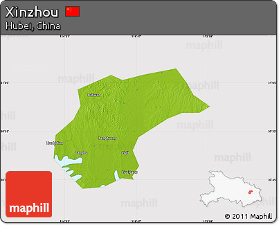 Physical Map of Xinzhou, cropped outside