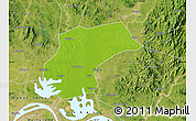 Physical Map of Xinzhou, satellite outside