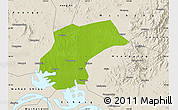 Physical Map of Xinzhou, shaded relief outside