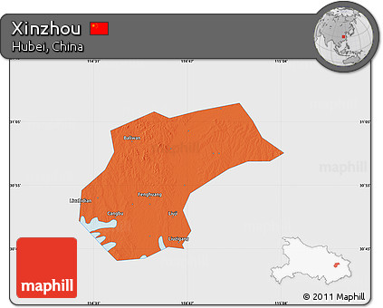 Political Map of Xinzhou, single color outside