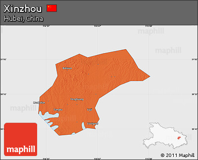 Political Map of Xinzhou, single color outside