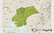 Satellite Map of Xinzhou, shaded relief outside