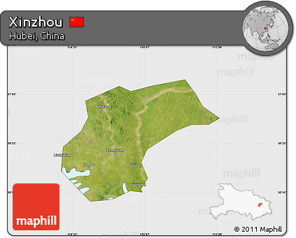 Satellite Map of Xinzhou, single color outside