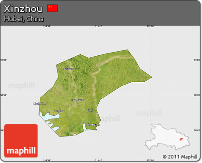 Satellite Map of Xinzhou, single color outside
