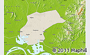 Shaded Relief Map of Xinzhou, physical outside