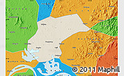 Shaded Relief Map of Xinzhou, political outside