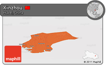 Political Panoramic Map of Xinzhou, cropped outside