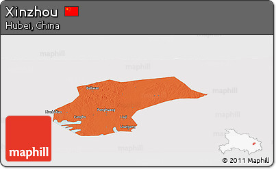 Political Panoramic Map of Xinzhou, cropped outside