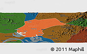 Political Panoramic Map of Xinzhou, darken