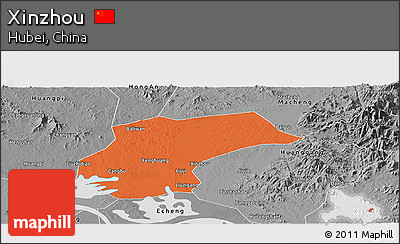 Political Panoramic Map of Xinzhou, desaturated