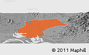 Political Panoramic Map of Xinzhou, desaturated