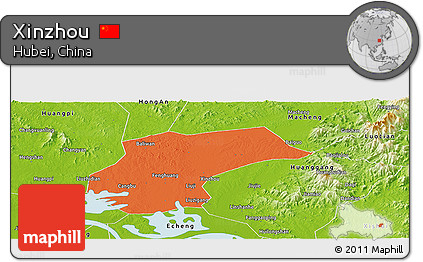 Political Panoramic Map of Xinzhou, physical outside