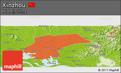 Political Panoramic Map of Xinzhou, physical outside