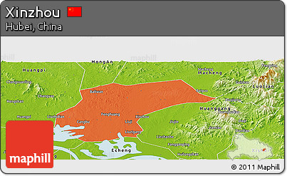 Political Panoramic Map of Xinzhou, physical outside