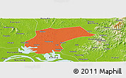 Political Panoramic Map of Xinzhou, physical outside