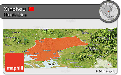 Political Panoramic Map of Xinzhou, satellite outside