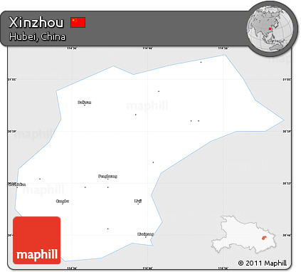 Silver Style Simple Map of Xinzhou, single color outside