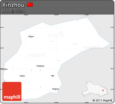 Silver Style Simple Map of Xinzhou, single color outside