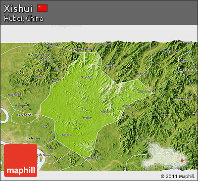 Physical 3D Map of Xishui, satellite outside