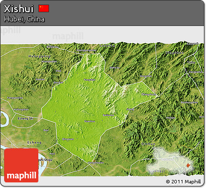 Physical 3D Map of Xishui, satellite outside