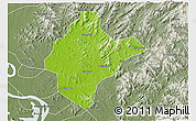 Physical 3D Map of Xishui, semi-desaturated