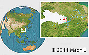 Satellite Location Map of Xishui, highlighted parent region