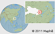 Savanna Style Location Map of Xishui, highlighted parent region, hill shading