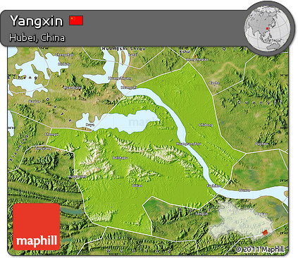 Physical Map of Yangxin, satellite outside