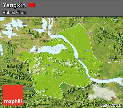 Physical Map of Yangxin, satellite outside