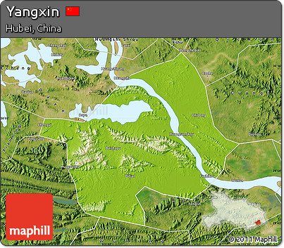 Physical Map of Yangxin, satellite outside
