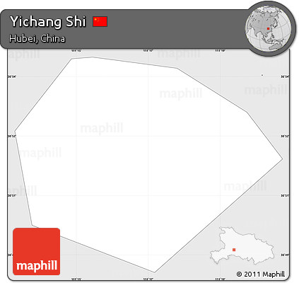 Silver Style Simple Map of Yichang Shi
