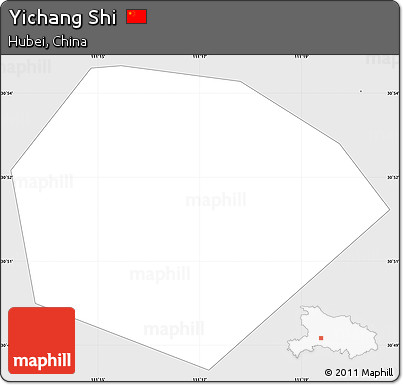 Silver Style Simple Map of Yichang Shi