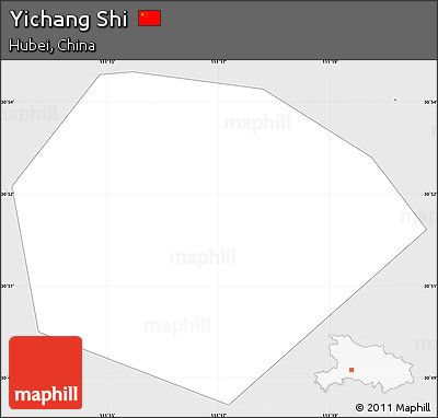 Silver Style Simple Map of Yichang Shi