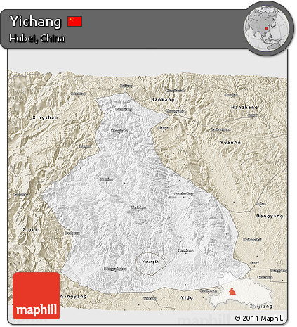 Classic Style 3D Map of Yichang