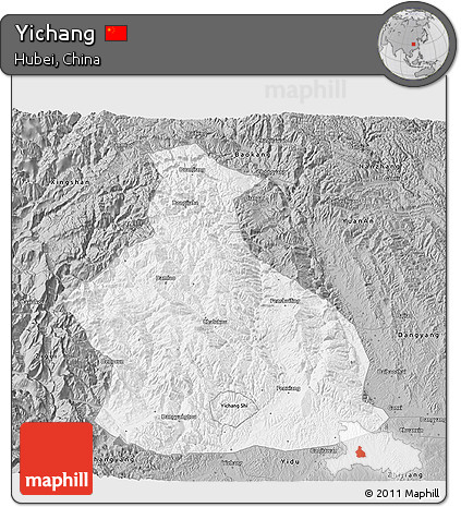 Gray 3D Map of Yichang