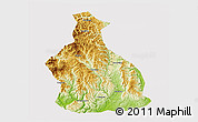 Physical 3D Map of Yichang, cropped outside