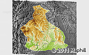Physical 3D Map of Yichang, darken, desaturated
