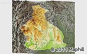 Physical 3D Map of Yichang, darken, semi-desaturated