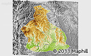 Physical 3D Map of Yichang, desaturated