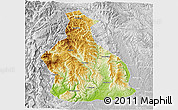 Physical 3D Map of Yichang, lighten, desaturated