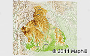 Physical 3D Map of Yichang, lighten