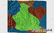 Political 3D Map of Yichang, darken
