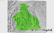 Political 3D Map of Yichang, lighten, desaturated