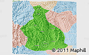 Political 3D Map of Yichang, lighten