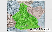 Political 3D Map of Yichang, lighten, semi-desaturated