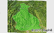 Political 3D Map of Yichang, satellite outside
