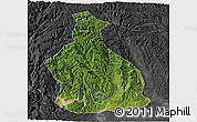 Satellite 3D Map of Yichang, darken, desaturated