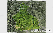 Satellite 3D Map of Yichang, semi-desaturated